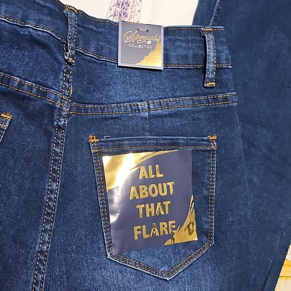 Special One Los Angeles High Waist Dark Blue Flare Jeans Size 3 New - Picture 10 of 10